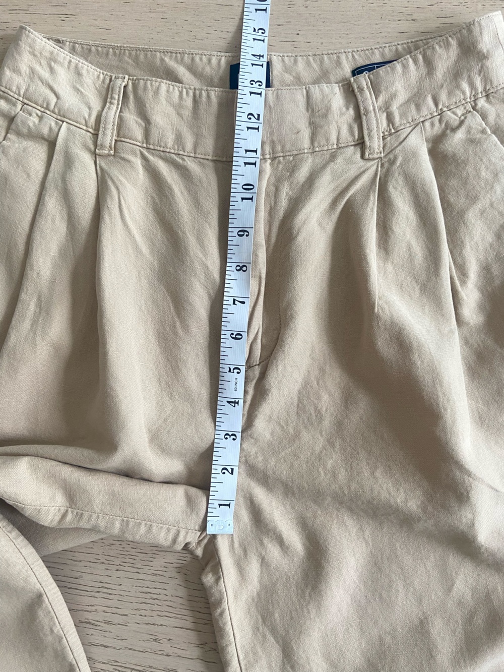 GAP Linen Cotton Wide Leg Trousers Size 6 Tan Pleated High Rise Pants Coastal - Picture 7 of 11